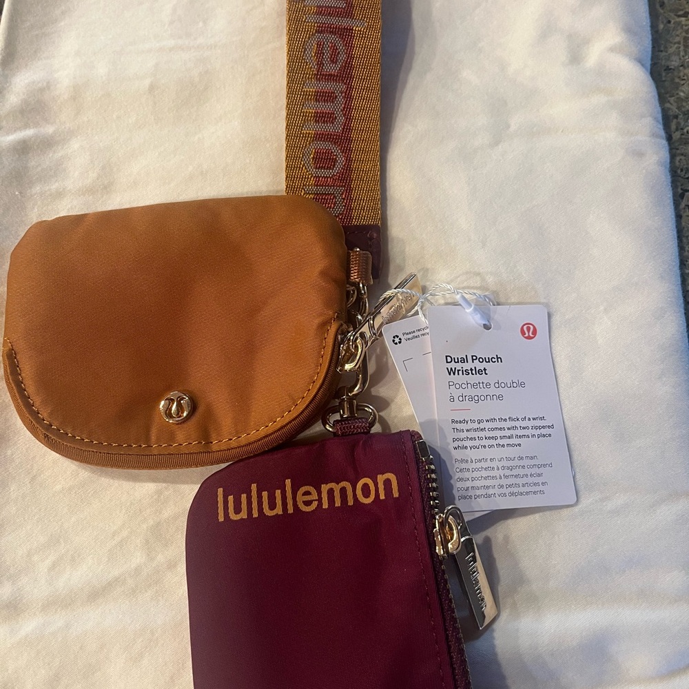 lululemon athletica Tan and Purple Cosmetic Bag Set